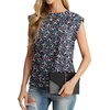 image:imageGRECERELLE Women 2026 Cap Sleeve Tops Summer Casual Tee Shirt Loose Crew Neck Basic Tank Trendy Work Vacation Outfits S2XLNavy White Flower