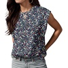 image:imageGRECERELLE Women 2026 Cap Sleeve Tops Summer Casual Tee Shirt Loose Crew Neck Basic Tank Trendy Work Vacation Outfits S2XLNavy White Flower