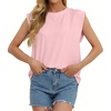 image:imageGRECERELLE Women 2026 Cap Sleeve Tops Summer Casual Tee Shirt Loose Crew Neck Basic Tank Trendy Work Vacation Outfits S2XLPink