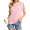 image:imageGRECERELLE Women 2026 Cap Sleeve Tops Summer Casual Tee Shirt Loose Crew Neck Basic Tank Trendy Work Vacation Outfits S2XLPink