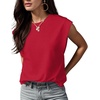image:imageGRECERELLE Women 2026 Cap Sleeve Tops Summer Casual Tee Shirt Loose Crew Neck Basic Tank Trendy Work Vacation Outfits S2XLRed