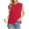 image:imageGRECERELLE Women 2026 Cap Sleeve Tops Summer Casual Tee Shirt Loose Crew Neck Basic Tank Trendy Work Vacation Outfits S2XLRed