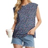 image:imageGRECERELLE Women 2026 Cap Sleeve Tops Summer Casual Tee Shirt Loose Crew Neck Basic Tank Trendy Work Vacation Outfits S2XLRose Pink Flower