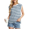 image:imageGRECERELLE Women 2026 Cap Sleeve Tops Summer Casual Tee Shirt Loose Crew Neck Basic Tank Trendy Work Vacation Outfits S2XLStripe Blue