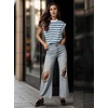 image:imageGRECERELLE Women 2026 Cap Sleeve Tops Summer Casual Tee Shirt Loose Crew Neck Basic Tank Trendy Work Vacation Outfits S2XLStripe Blue