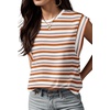 image:imageGRECERELLE Women 2026 Cap Sleeve Tops Summer Casual Tee Shirt Loose Crew Neck Basic Tank Trendy Work Vacation Outfits S2XLStripe Brown