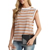 image:imageGRECERELLE Women 2026 Cap Sleeve Tops Summer Casual Tee Shirt Loose Crew Neck Basic Tank Trendy Work Vacation Outfits S2XLStripe Brown