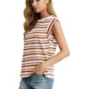 image:imageGRECERELLE Women 2026 Cap Sleeve Tops Summer Casual Tee Shirt Loose Crew Neck Basic Tank Trendy Work Vacation Outfits S2XLStripe Brown