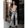 image:imageGRECERELLE Women 2026 Cap Sleeve Tops Summer Casual Tee Shirt Loose Crew Neck Basic Tank Trendy Work Vacation Outfits S2XLStripe Brown