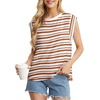 image:imageGRECERELLE Women 2026 Cap Sleeve Tops Summer Casual Tee Shirt Loose Crew Neck Basic Tank Trendy Work Vacation Outfits S2XLStripe Brown