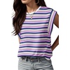 image:imageGRECERELLE Women 2026 Cap Sleeve Tops Summer Casual Tee Shirt Loose Crew Neck Basic Tank Trendy Work Vacation Outfits S2XLStripe Purple