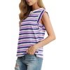 image:imageGRECERELLE Women 2026 Cap Sleeve Tops Summer Casual Tee Shirt Loose Crew Neck Basic Tank Trendy Work Vacation Outfits S2XLStripe Purple