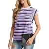 image:imageGRECERELLE Women 2026 Cap Sleeve Tops Summer Casual Tee Shirt Loose Crew Neck Basic Tank Trendy Work Vacation Outfits S2XLStripe Purple