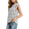 image:imageGRECERELLE Women 2026 Cap Sleeve Tops Summer Casual Tee Shirt Loose Crew Neck Basic Tank Trendy Work Vacation Outfits S2XLWhite Black Stripe