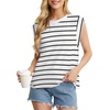 image:imageGRECERELLE Women 2026 Cap Sleeve Tops Summer Casual Tee Shirt Loose Crew Neck Basic Tank Trendy Work Vacation Outfits S2XLWhite Black Stripe
