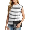 image:imageGRECERELLE Women 2026 Cap Sleeve Tops Summer Casual Tee Shirt Loose Crew Neck Basic Tank Trendy Work Vacation Outfits S2XLWhite Black Stripe