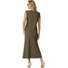 image:imageGRECERELLE Women Summer 2 Piece Sets Round Neck WrinkleFree Top amp Elastic Waist Midi Fishtail Skirt with PocketsXS3XLArmy Green