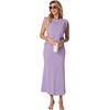 image:imageGRECERELLE Women Summer 2 Piece Sets Round Neck WrinkleFree Top amp Elastic Waist Midi Fishtail Skirt with PocketsXS3XLAura Indigo