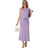 image:imageGRECERELLE Women Summer 2 Piece Sets Round Neck WrinkleFree Top amp Elastic Waist Midi Fishtail Skirt with PocketsXS3XLAura Indigo