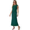 image:imageGRECERELLE Women Summer 2 Piece Sets Round Neck WrinkleFree Top amp Elastic Waist Midi Fishtail Skirt with PocketsXS3XLDark Green