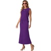 image:imageGRECERELLE Women Summer 2 Piece Sets Round Neck WrinkleFree Top amp Elastic Waist Midi Fishtail Skirt with PocketsXS3XLDark Purple