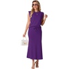 image:imageGRECERELLE Women Summer 2 Piece Sets Round Neck WrinkleFree Top amp Elastic Waist Midi Fishtail Skirt with PocketsXS3XLDark Purple