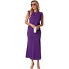 image:imageGRECERELLE Women Summer 2 Piece Sets Round Neck WrinkleFree Top amp Elastic Waist Midi Fishtail Skirt with PocketsXS3XLDark Purple