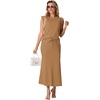 image:imageGRECERELLE Women Summer 2 Piece Sets Round Neck WrinkleFree Top amp Elastic Waist Midi Fishtail Skirt with PocketsXS3XLGinger