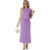 image:imageGRECERELLE Women Summer 2 Piece Sets Round Neck WrinkleFree Top amp Elastic Waist Midi Fishtail Skirt with PocketsXS3XLLilac