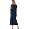 image:imageGRECERELLE Women Summer 2 Piece Sets Round Neck WrinkleFree Top amp Elastic Waist Midi Fishtail Skirt with PocketsXS3XLNavy Blue