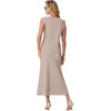 image:imageGRECERELLE Women Summer 2 Piece Sets Round Neck WrinkleFree Top amp Elastic Waist Midi Fishtail Skirt with PocketsXS3XLOatmeal