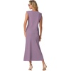 image:imageGRECERELLE Women Summer 2 Piece Sets Round Neck WrinkleFree Top amp Elastic Waist Midi Fishtail Skirt with PocketsXS3XLPurple
