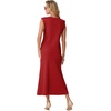 image:imageGRECERELLE Women Summer 2 Piece Sets Round Neck WrinkleFree Top amp Elastic Waist Midi Fishtail Skirt with PocketsXS3XLRed