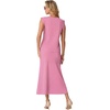 image:imageGRECERELLE Women Summer 2 Piece Sets Round Neck WrinkleFree Top amp Elastic Waist Midi Fishtail Skirt with PocketsXS3XLRose Red