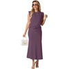 image:imageGRECERELLE Women Summer 2 Piece Sets Round Neck WrinkleFree Top amp Elastic Waist Midi Fishtail Skirt with PocketsXS3XLRosewood