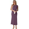 image:imageGRECERELLE Women Summer 2 Piece Sets Round Neck WrinkleFree Top amp Elastic Waist Midi Fishtail Skirt with PocketsXS3XLRosewood