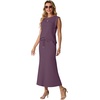 image:imageGRECERELLE Women Summer 2 Piece Sets Round Neck WrinkleFree Top amp Elastic Waist Midi Fishtail Skirt with PocketsXS3XLRosewood