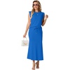 image:imageGRECERELLE Women Summer 2 Piece Sets Round Neck WrinkleFree Top amp Elastic Waist Midi Fishtail Skirt with PocketsXS3XLRoyal Blue