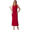image:imageGRECERELLE Women Summer 2 Piece Sets Round Neck WrinkleFree Top amp Elastic Waist Midi Fishtail Skirt with PocketsXS3XLWine Red