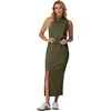 image:imageGRECERELLE Women Summer Casual 2 Piece Sets MockNeck Top amp Side Slit SkirtArmy Green