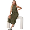 image:imageGRECERELLE Women Summer Casual 2 Piece Sets MockNeck Top amp Side Slit SkirtArmy Green