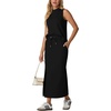 image:imageGRECERELLE Women Summer Casual 2 Piece Sets MockNeck Top amp Side Slit SkirtBlack