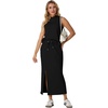 image:imageGRECERELLE Women Summer Casual 2 Piece Sets MockNeck Top amp Side Slit SkirtBlack