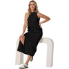 image:imageGRECERELLE Women Summer Casual 2 Piece Sets MockNeck Top amp Side Slit SkirtBlack