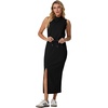 image:imageGRECERELLE Women Summer Casual 2 Piece Sets MockNeck Top amp Side Slit SkirtBlack