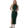 image:imageGRECERELLE Women Summer Casual 2 Piece Sets MockNeck Top amp Side Slit SkirtDark Green