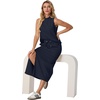 image:imageGRECERELLE Women Summer Casual 2 Piece Sets MockNeck Top amp Side Slit SkirtNavy Blue