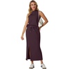 image:imageGRECERELLE Women Summer Casual 2 Piece Sets MockNeck Top amp Side Slit SkirtRosewood