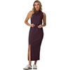 image:imageGRECERELLE Women Summer Casual 2 Piece Sets MockNeck Top amp Side Slit SkirtRosewood