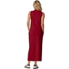 image:imageGRECERELLE Women Summer Casual 2 Piece Sets MockNeck Top amp Side Slit SkirtWine Red
